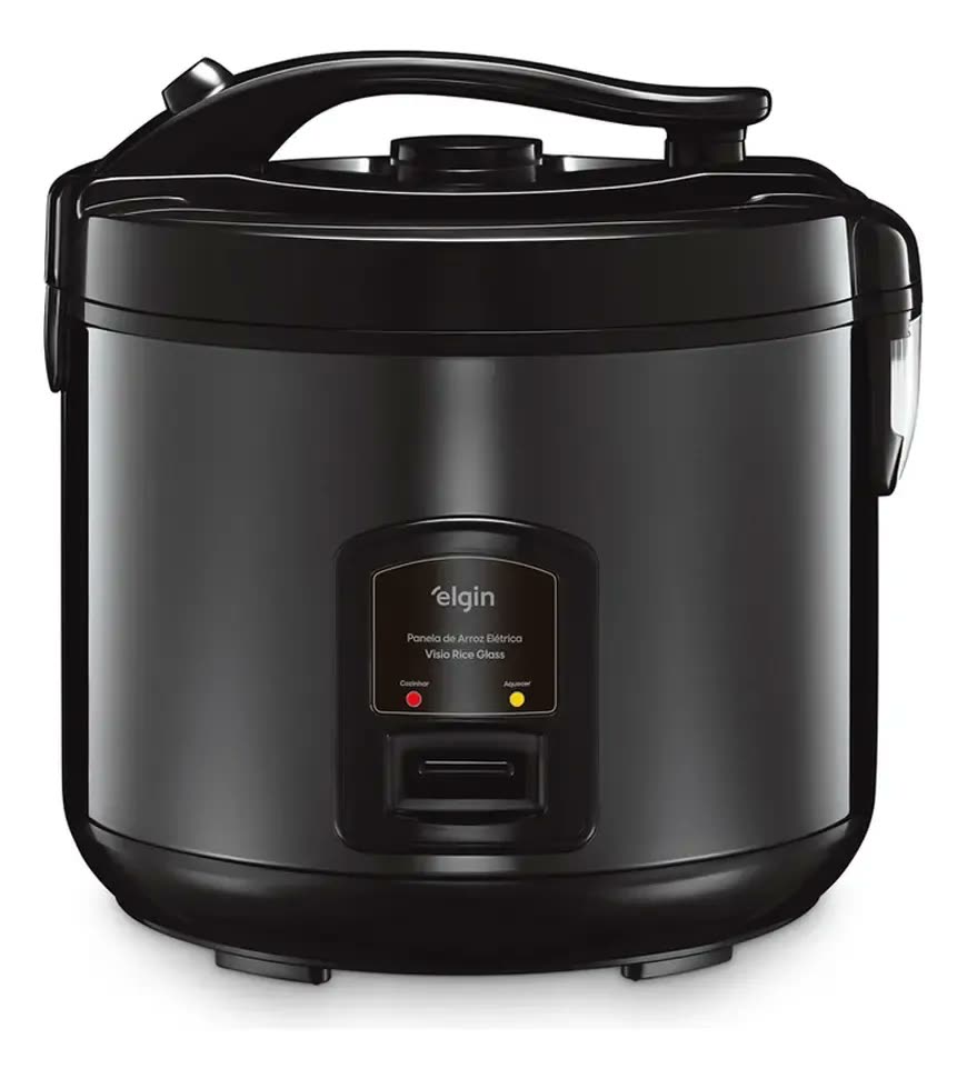 Panela De Arroz Visio Rice Glass Elétrica 700w Preta Elgin Preto 60hz