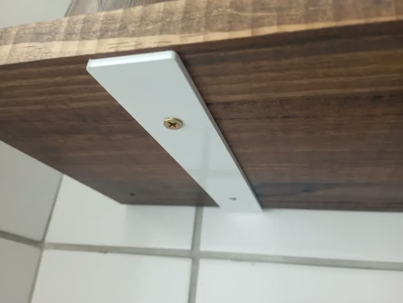 foto de 20cm - Mão Francesa Cantoneira Branca Invertida - Rio Design99 - Ferro Aço Suporte Para Prateleira Reforçada Resistente Industrial Madeira Bancada Estante S23