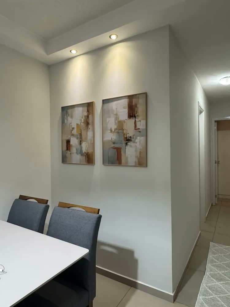 foto de Quadro Com Moldura Sala Duo 50x70 Filete Blocos Bege E Azul