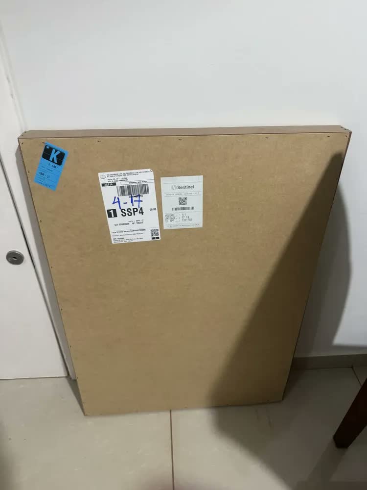 foto de Quadro Com Moldura Sala Duo 50x70 Filete Blocos Bege E Azul