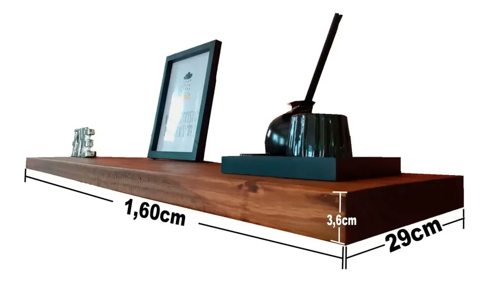 1 Prateleira Pinus Reta Painel Grossa Rustica 160x29 Cor Imbuia