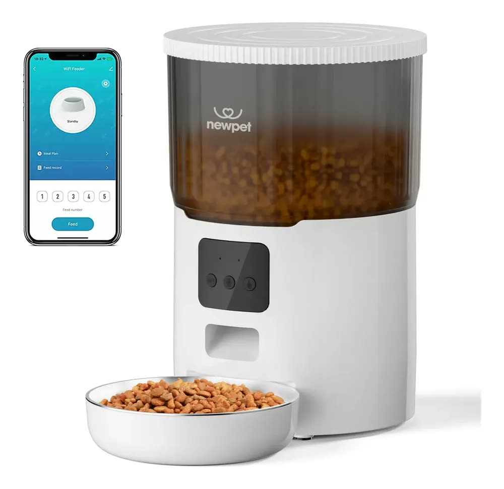 Comedouro Automático 4L Newpet Para Cães E Gatos Com Voz E App