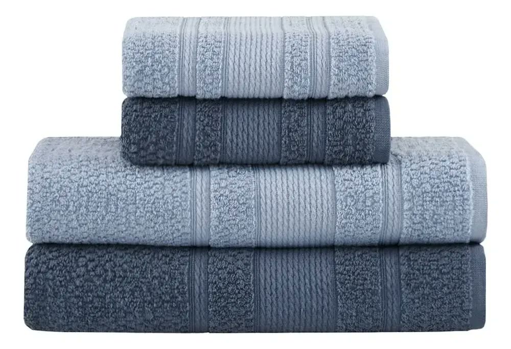 Jogo De Toalhas Buddemeyer Bella Extra Soft Banho 4 Peças Azul Claro/azul Marinho