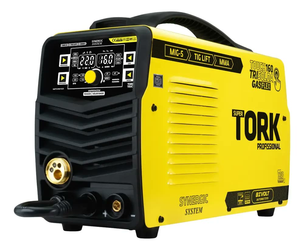 Maquina Solda Super Tork KAB PROFISSIONAL Inversora Mig Gás Flex 160a 5kg Cor Amarelo