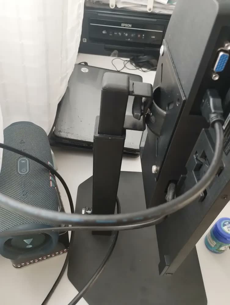 foto de Suporte Monitor Mesa ERGOFIT Preto Ajustável 14 a 32 Polegadas Inclinável Giratório