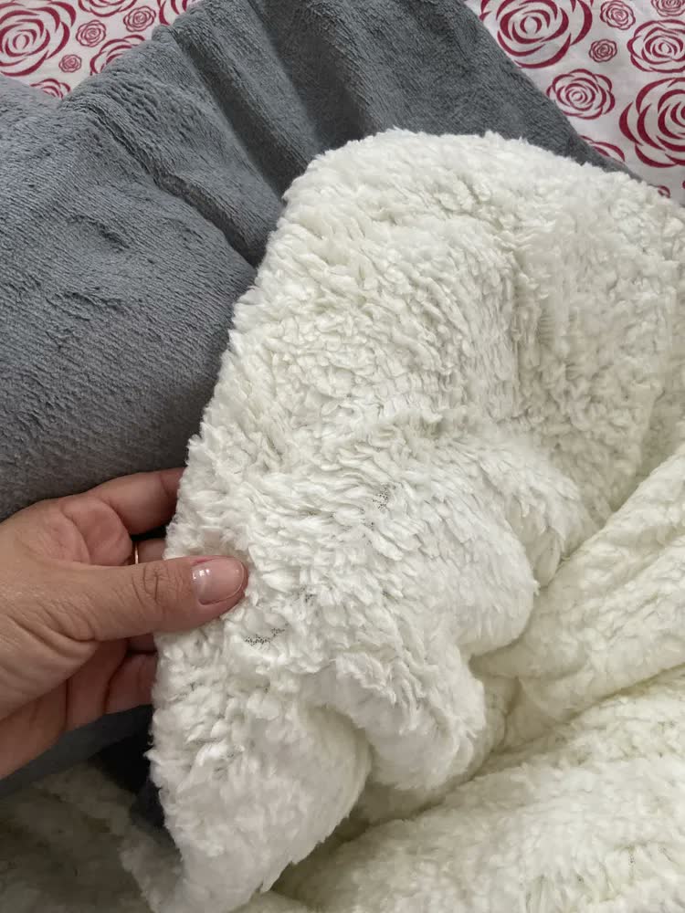 foto de Coberdrom Casal Queen Size Sherpa Cobertor Edredom Inverno Pele Lã Carneiro Super Macio Suave Confortável Luxo Cor Cinza