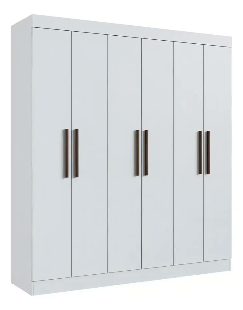 Guarda-roupa Doripel New Xangai cor branco de mdf com 6 portas de dobradiças