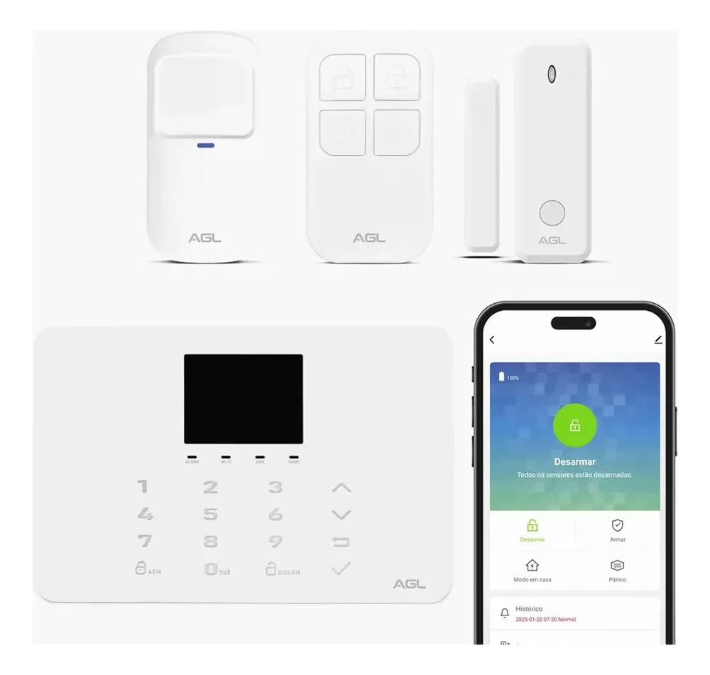 foto de Kit Central De Alarme Sem Fio Izzy Touch Wifi 433mhz Segurança Agl
