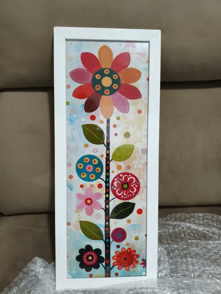 foto de Kit 2 Quadros Sala, Varanda, Vasos, Flores, Moldura E Vidro