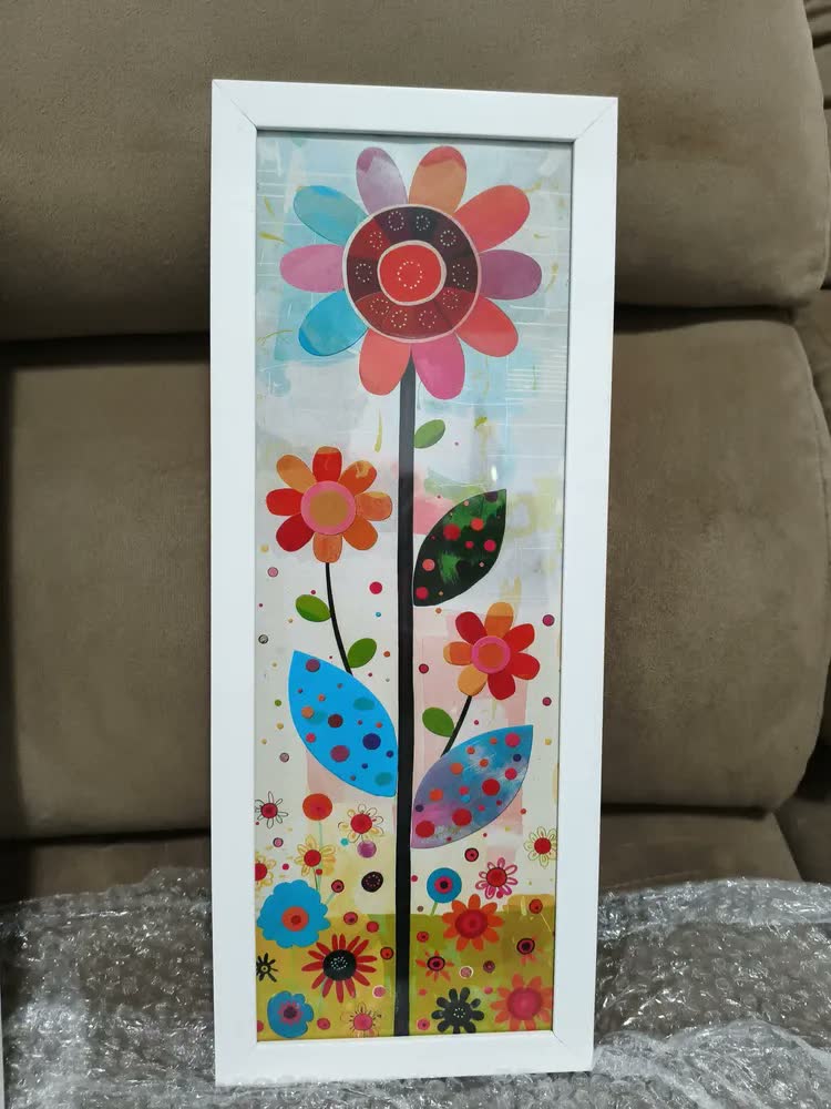 foto de Kit 2 Quadros Sala, Varanda, Vasos, Flores, Moldura E Vidro