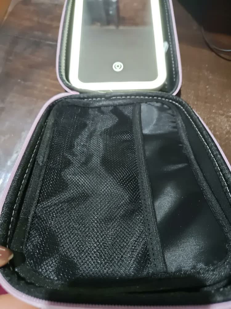 foto de Maleta Maquiagem Profissional Com Espelho Led Divisórias