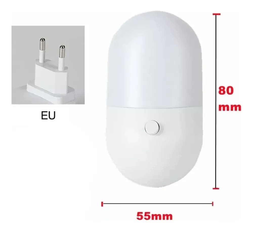 Kit 2 Luminárias Tomada Mini Abajur Infantil Led Luz Noturna Quarto Bebê Decoração Econômica Compacta Segurança Corredor Presente Criativo Iluminação Automática Moderna Charmosa