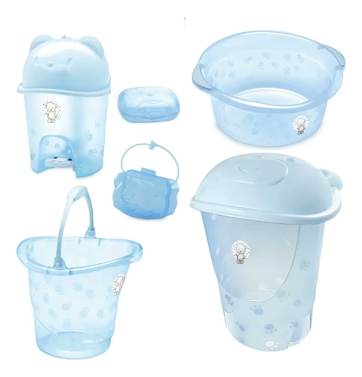 Kit Cesto Para Roupas De Bebê Balde Bacia Lixeira adoleta