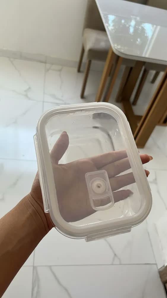 foto de Vittak Kit 10 Potes Vidro Hermético Com 4 Travas Marmita Microondas Freezer Transparente 640ml