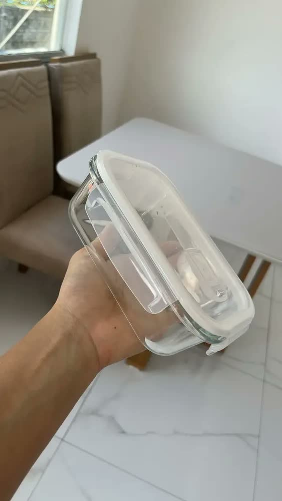 foto de Vittak Kit 10 Potes Vidro Hermético Com 4 Travas Marmita Microondas Freezer Transparente 640ml