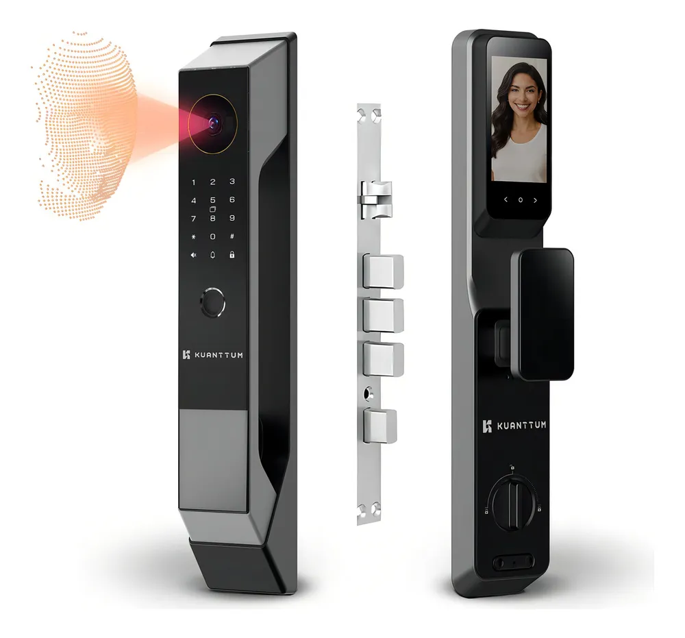 Fechadura Digital Kuanttum Omega com Reconhecimento Facial e Wi-Fi para Portas de Madeira