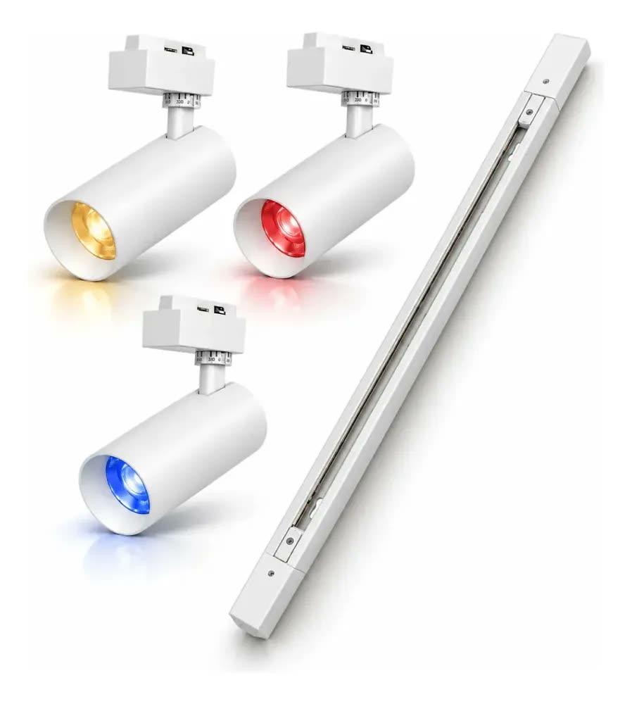 Kit Trilho 3 Spot Smart Inteligente 1 Metro 60w Wi-fi Alexa Google Rgb Colorido Branco Avant Neo
