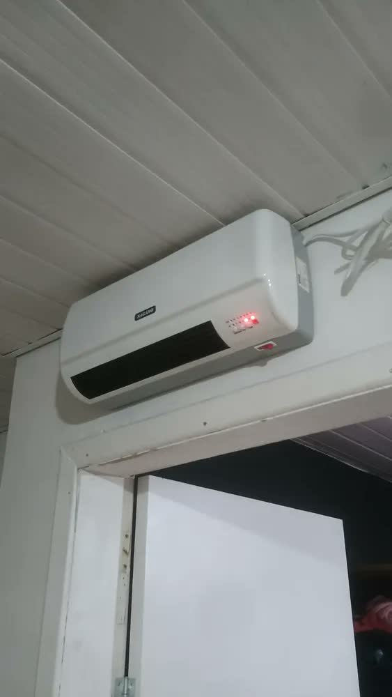 foto de Aquecedor De Parede Elétrico 2 Em 1 2000w Com Timer Cor Branco