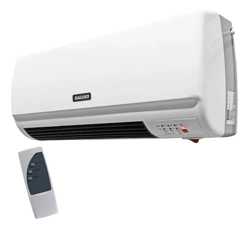 Aquecedor De Parede Elétrico 2 Em 1 2000w Com Timer Cor Branco