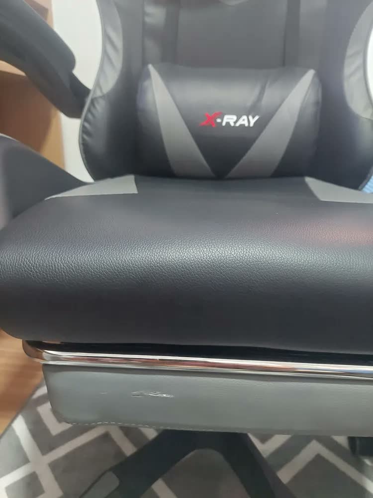 foto de Cadeira Gamer Ergonômica Profissional Reclinável X-ray Cor Cinza Material Do Estofamento Couro Sintético