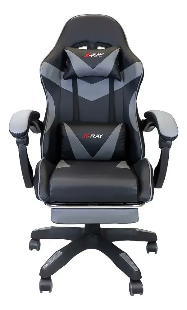 Cadeira Gamer Ergonômica Profissional Reclinável X-ray Cor Cinza Material Do Estofamento Couro Sintético