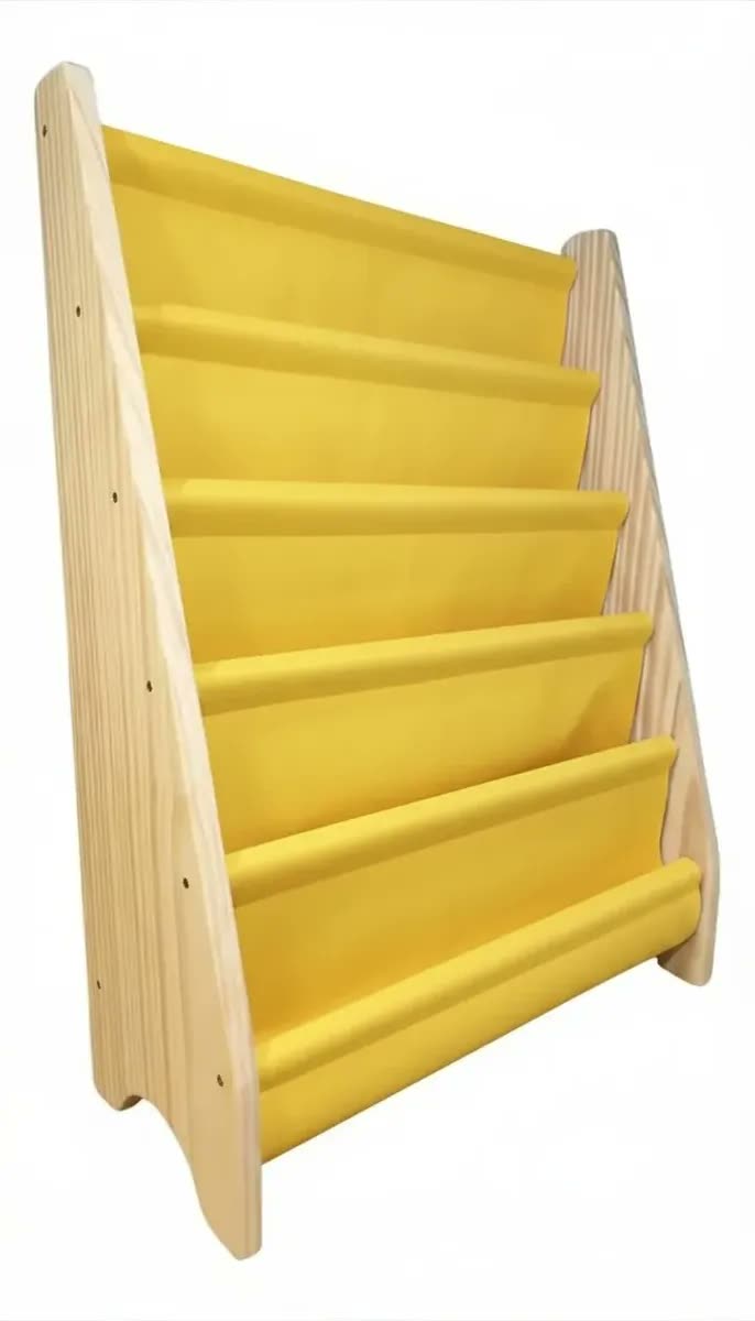 Estante De Livro Infantil Montessoriano Madeira 5 Bolsos