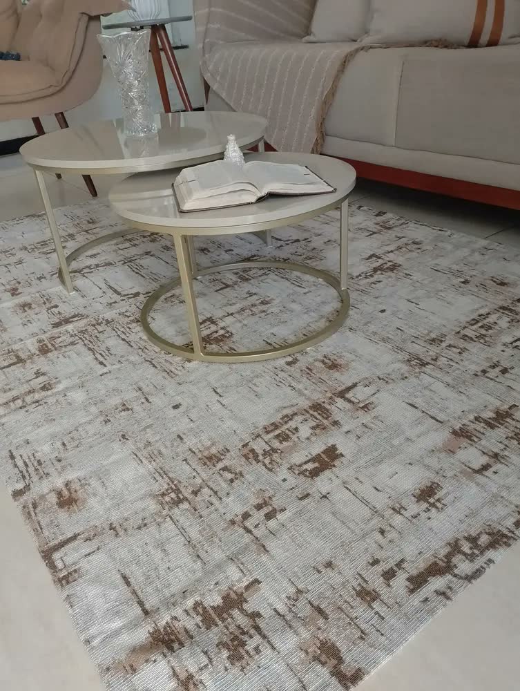 foto de Tapete Sala Quarto 2 X 1,40 Antiderrapante Moderno Manchado Comprimento 2 M Cor Cinza Desenho Do Tecido Obra Arte Largura 1.4 M