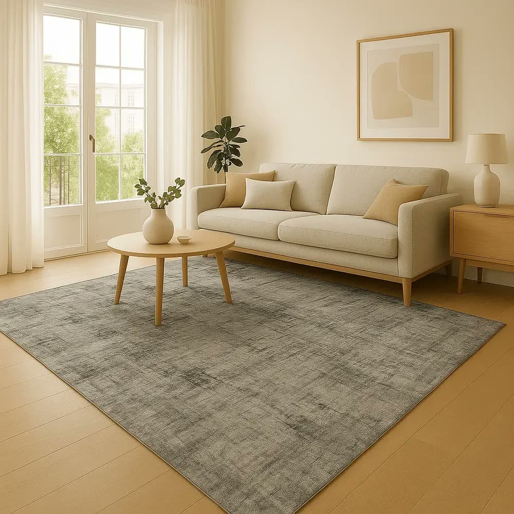 Tapete Grande para Sala e Quarto Algodão 300x200 Antiderrapante Branco e Cinza Obra de Arte ENCANTALAR