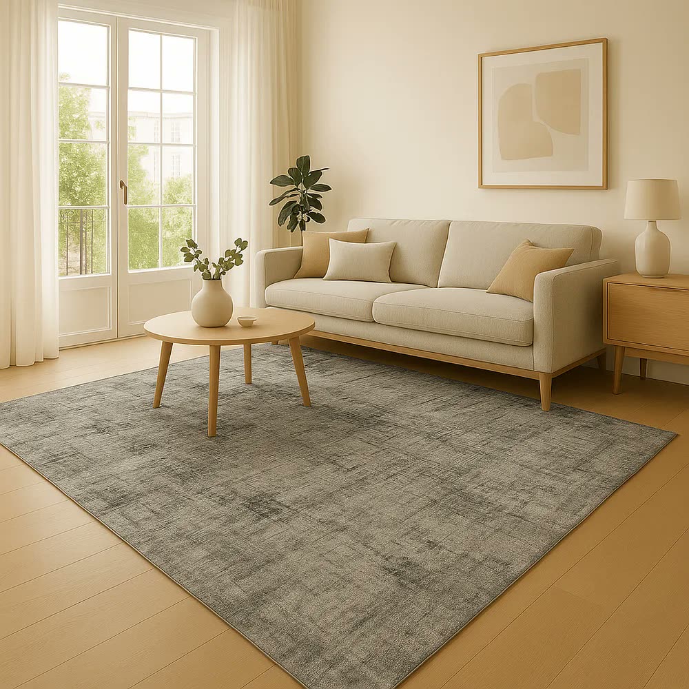 Tapete Grande para Sala e Quarto Algodão Jacquard Antiderrapante 2 x 2.5 m Branco/Cinza