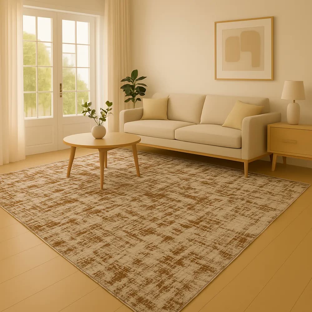 Tapete Antiderrapante Jacquard para Sala e Quarto Branco/Marrom 2.5m x 2m ENCANTALAR