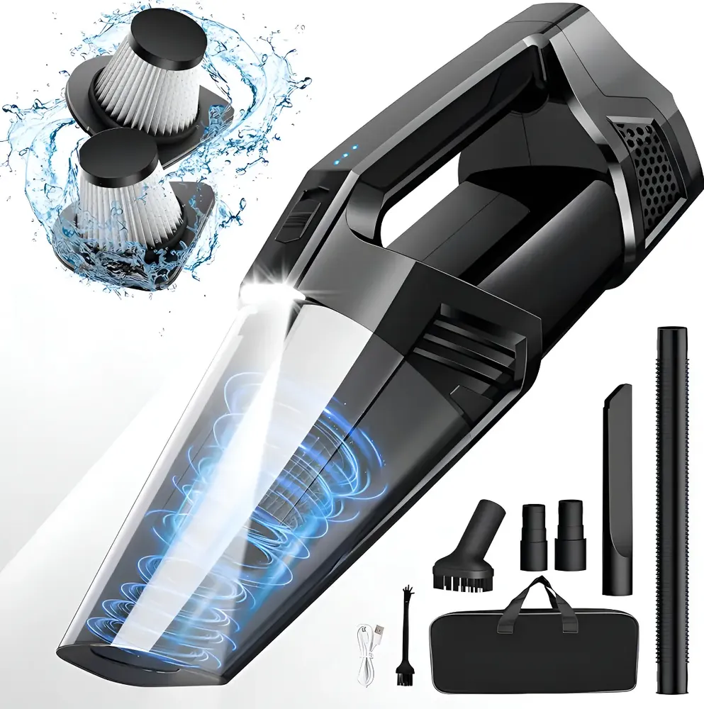 foto de Aspirador De Pó Sem Fio Portátil Com Luz Led, Alta Sucção, Recarregável E Leve, Ideal Para Carro, Casa, Escritório E Pelos De Animais