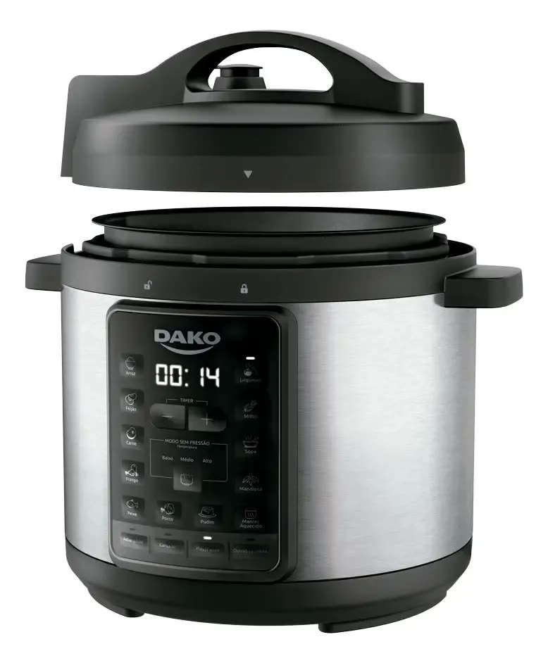 Panela De Pressão Elétrica Dako 1000w 6l Multifunções Preta Cor Preto Frequência 60 Hz