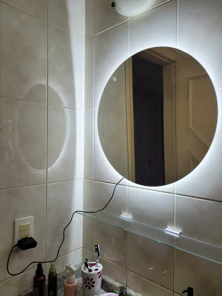 foto de Espelho Redondo Led 60cm Iluminação Moldura Led Frio 6000k Ornamo Decor