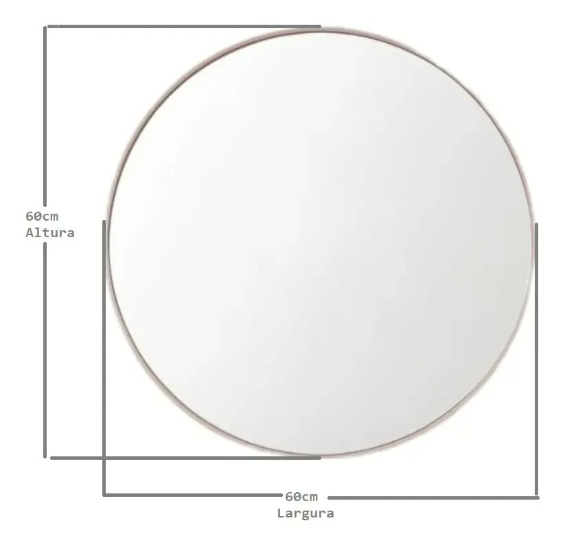 foto de Espelho Redondo Led 60cm Iluminação Moldura Led Frio 6000k Ornamo Decor