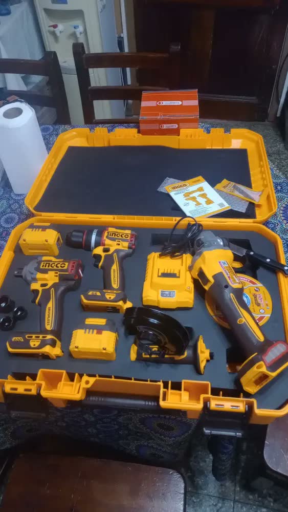 foto de Kit Parafusadeira + Esmerilhadeira + Chave Impacto 20v Ingco