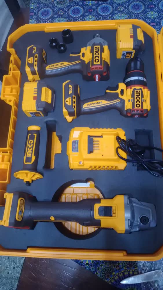 foto de Kit Parafusadeira + Esmerilhadeira + Chave Impacto 20v Ingco