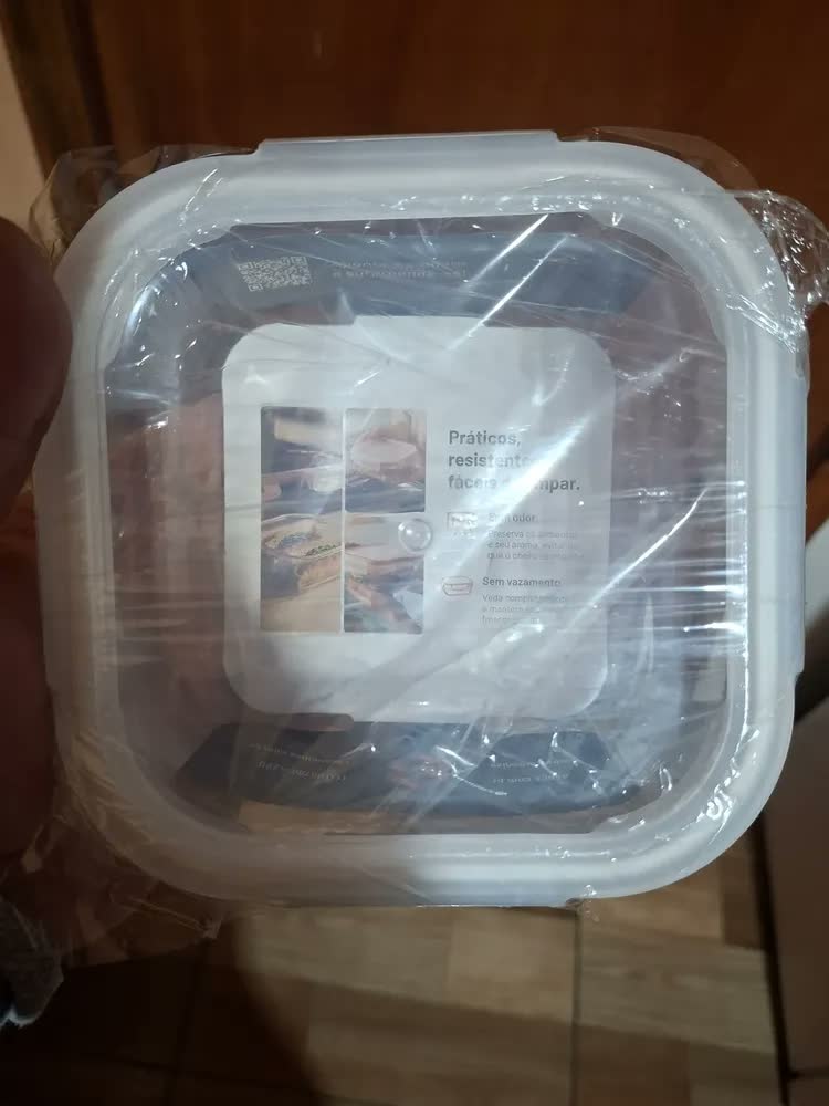 foto de Kit 4 Potes Vidro Hermético Trava Quadrado 800ml Marmita Cor Branco (QH)