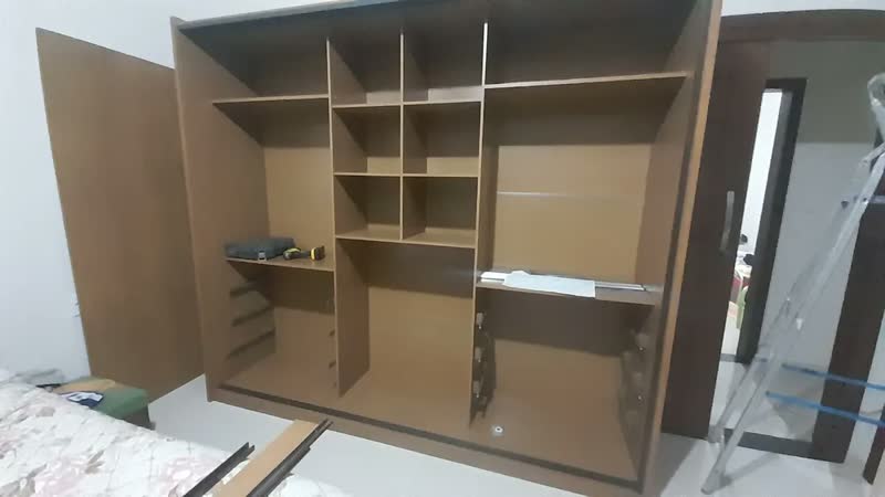foto de Guarda-Roupa Casal 3 Portas Correr Espelho MDF Fosco Horizonte Vegas
