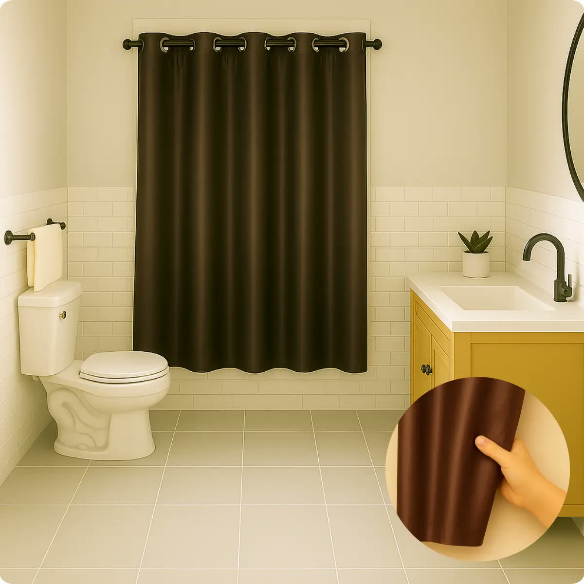 Cortina Janela De Banheiro Em Tecido Blackout - 1,10m  X  90
