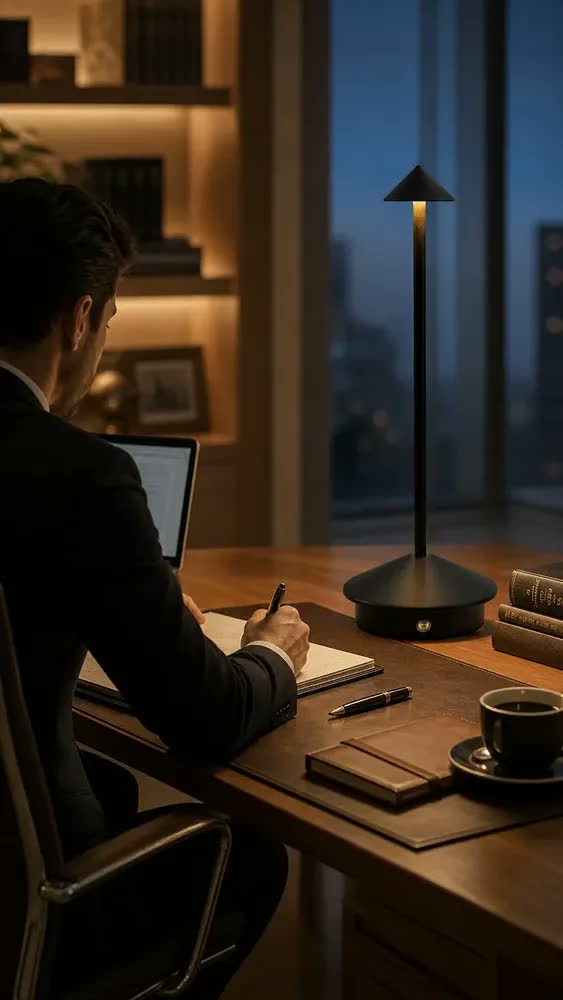 foto de Luminária De Mesa Dapon Dp062 Portátil 3 Níveis De Luz Cor Preto