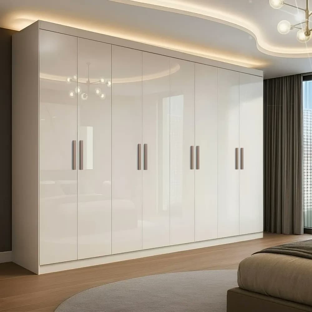 Guarda Roupa Casal Branco Paris 8 Portas 4 Gavetas Espresso Móveis