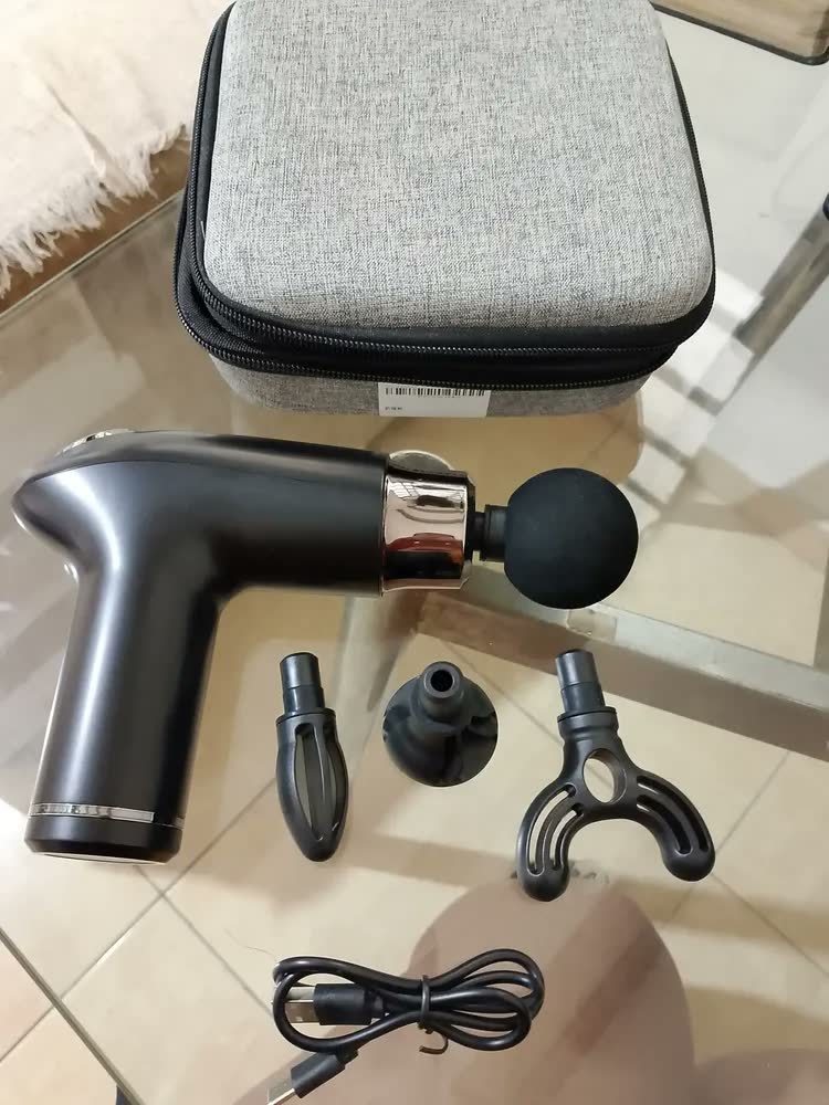 foto de Massageador Profissional Elétrico para Fisioterapia e Corpo,Com 5 Marchas Ajustáveis e 8 Tipos de Acessórios,Pistola de Massagem, Massage Gun para Pescoço,Aparelho de Massagens Completo