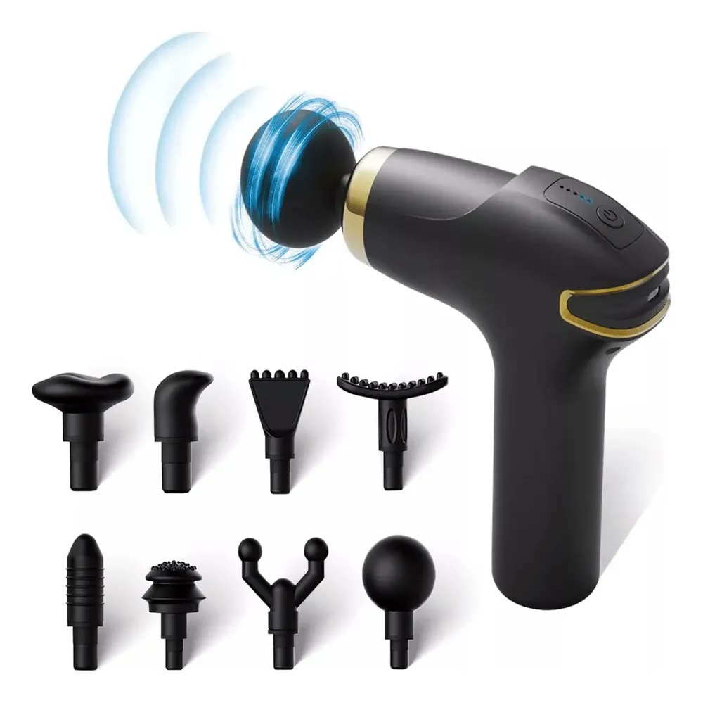 foto de Massageador Profissional Elétrico para Fisioterapia e Corpo,Com 5 Marchas Ajustáveis e 8 Tipos de Acessórios,Pistola de Massagem, Massage Gun para Pescoço,Aparelho de Massagens Completo