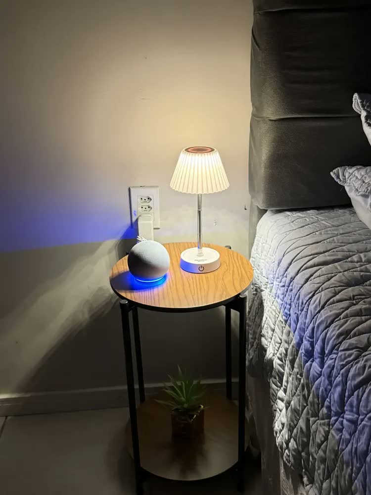 foto de Mesa De Cabeceira Para Quarto Redonda Bide Cama Mesinha De Apoio Cama Kit Com 2 Unidades Cor Freijó