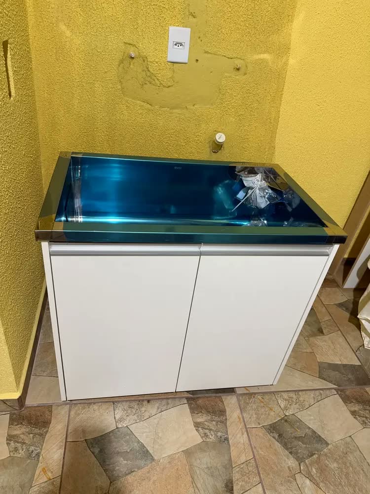 foto de Tanque de Lavanderia Grande | Tanque de lavar roupa inox Docol 47L| Armário 100% MDF Premium Entregue montado | Fundo Anti-mofo em Eucatex | Kit com Tanque, Gabinete, Válvula e Sifão | EJV SHOOP