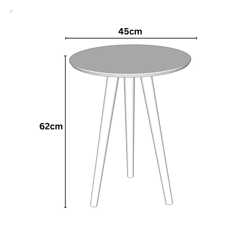 Mesa De Cabeceira Para Quarto Redonda Bide Cama Tripé Pés Palito De Madeira Mesinha De Apoio Classic Retro Cor Freijó