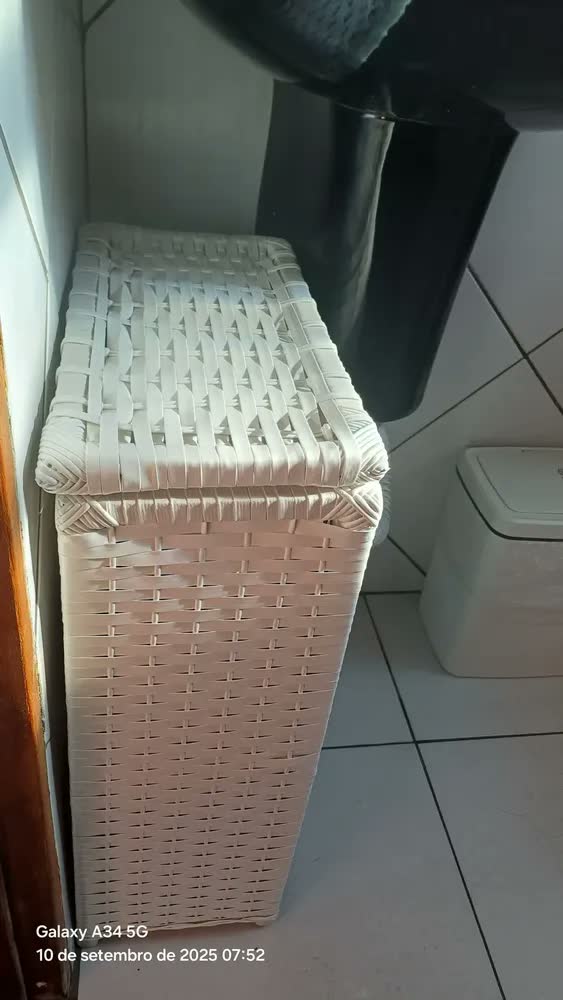 foto de Cesto Roupa Suja Junco Vime Fibra Sintética 20x40x60