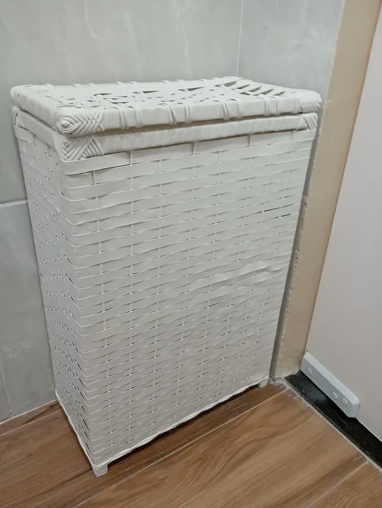 foto de Cesto Roupa Suja Junco Vime Fibra Sintética 20x40x60