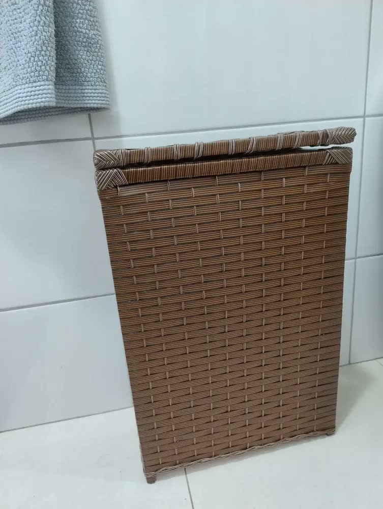 foto de Cesto Roupa Suja Junco Vime Fibra Sintética 20x40x60