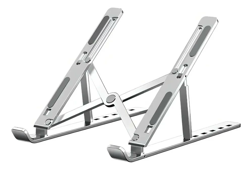 Suporte Para Notebook Ergonômico Dobrável Portátil Alumínio Prata 17 Polegadas